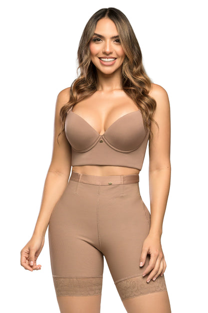 - Panty Ultrainvisible SMI04029 media pierna con encaje siliconado
- Vista lateral del panty Seamfree con ajuste natural y resorte en cintura
- Detalle de realce natural y transformación textil en panty SMI04029