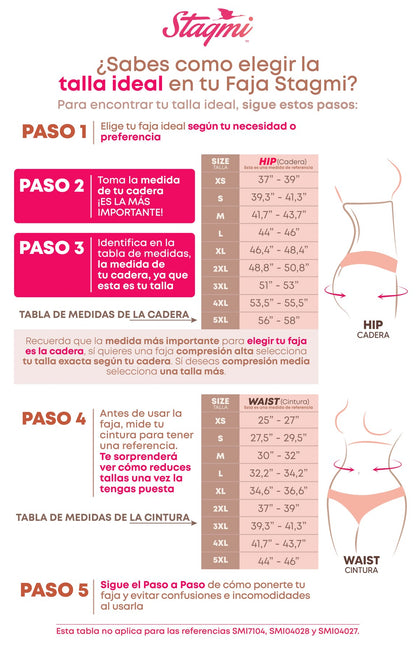 Escoge tu talla ideal en una faja colombiana