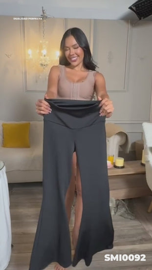 - Leggings SMI0079 ESSENTIALS con faja interna y efecto lifting
- Vista lateral con tiro alto y tecnología Ultrainvisible
- Detalle posterior con levantamiento natural y pretina moldeadora